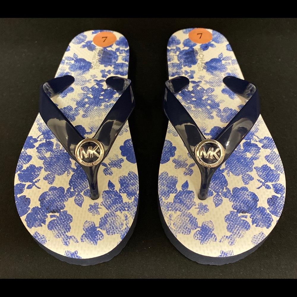 Michael Kors Navy Flowers flip flops - Picture 2 of 3